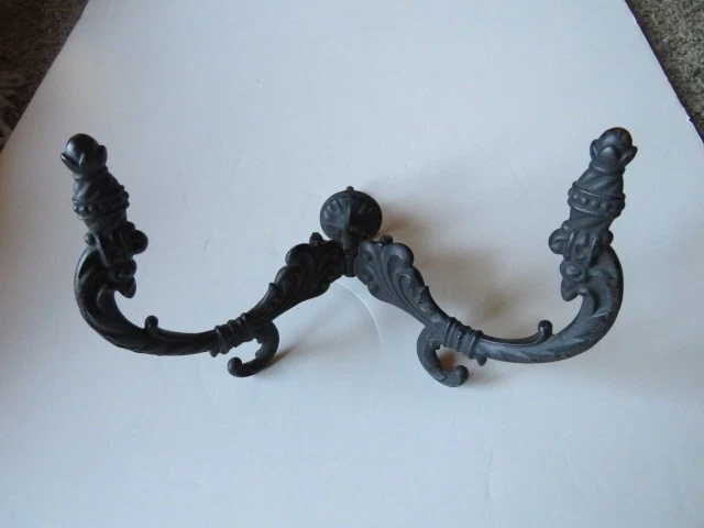 Vintage WALL HOOK HALL TREE  Cast Iron Victorian Tourch Ornate HEAVY