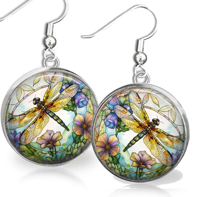 Dragonfly Earrings Watercolor Floral Art Print Dragonflies Kisses from Heaven