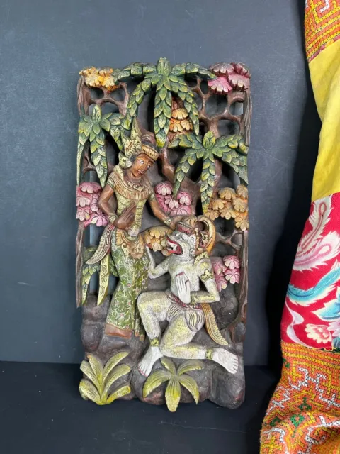 Old Balinese Hand Painted Wood Carving (a.)