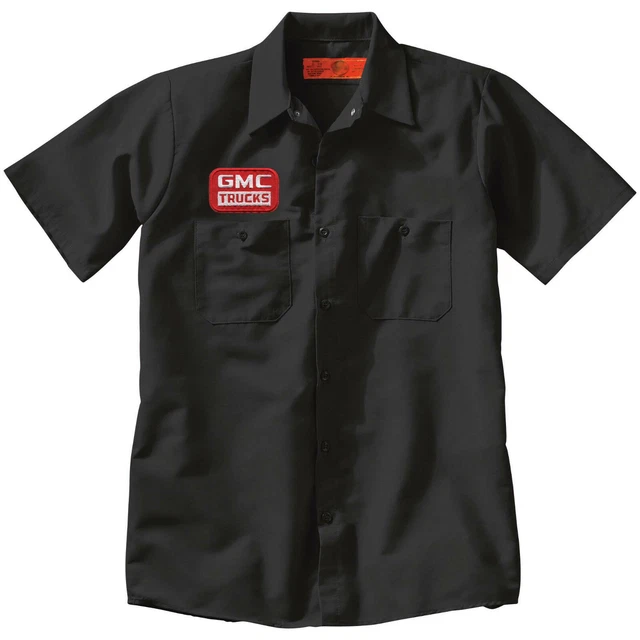 LA Lakers Embroidered Patch Black Mechanic Work Shirt - Short Sleeve Button-Up