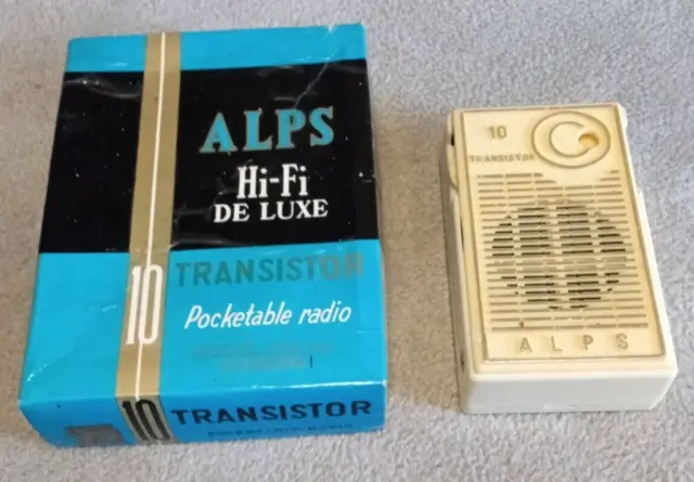 Radio de transistor vintage ALPS y caja
