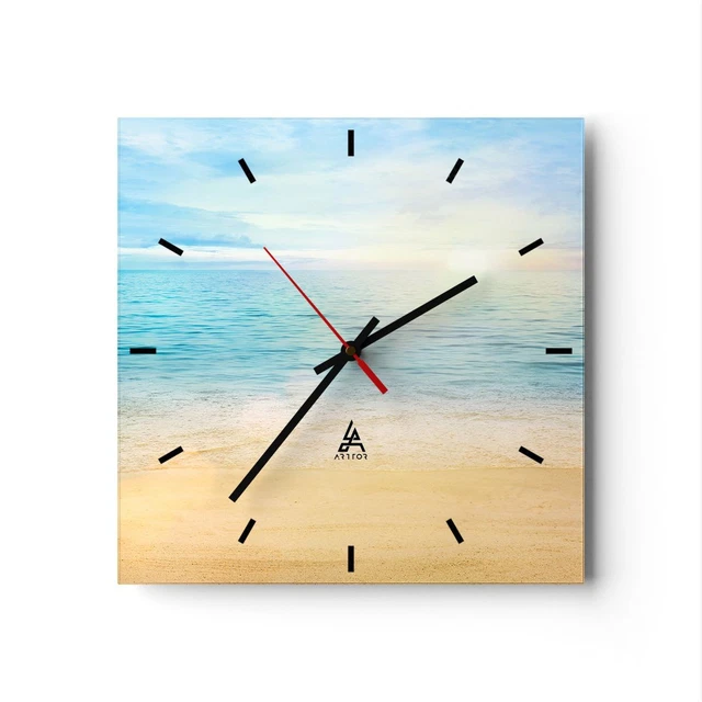 Horloge murale en verre 40x40cm Silencieuse Maison Santorini Fleurs