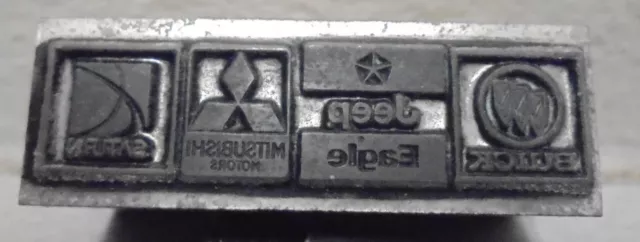 Vintage Jeep Saturn Buick Mit Logo Printing Block Letterpress Gas Oil Cuts