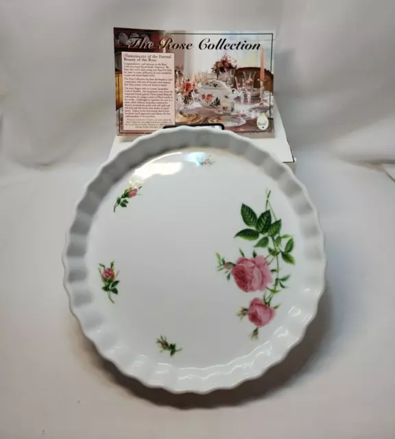 Christineholm Porcelain 9” Baking Dish Scalloped Pie Or Quiche Rose Pattern