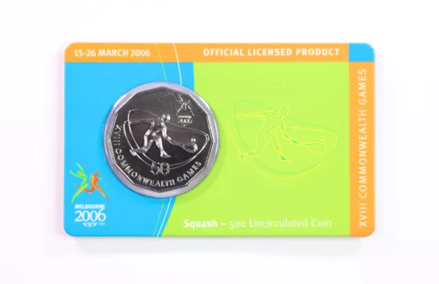 2006 RAM 50c Squash XVIII Commonwealth Games Uncirculated Coin - Carded D3-1369