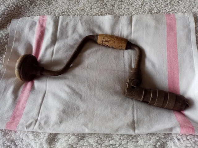 Ancien Outil Manche Bois Chignole Vilebrequin Dans Son Jus Numero 1425