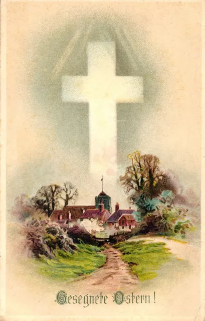 Ostern, Kreuz, Dorf, Landschaft, um 1910