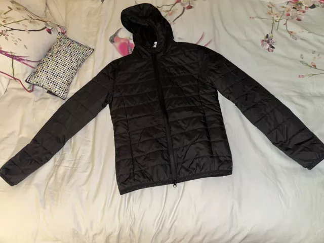 Emporio Armani EA7 Size XS 6-8 women’s black quilted padded Hooded Jacket Coat