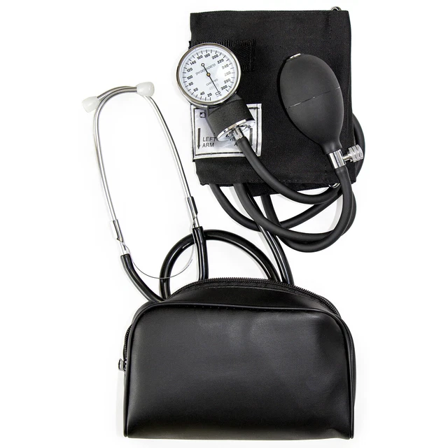 (USA) Manual Home Blood Pressure Monitor w/ Standard Cuff and Stethoscope, Black