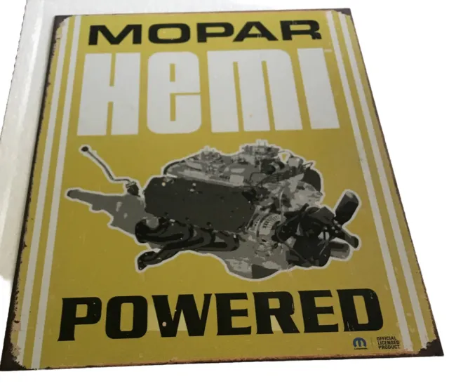 Mopar Hemi Powered Tin Sign Chrysler Cuda Valiant Plymouth Challenger