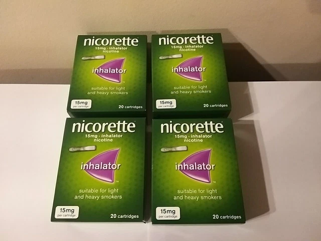 NICORETTE INHALATOR 15MG 80 Cartridges (4 Boxes) Brand NEW Expiry 07/ ...