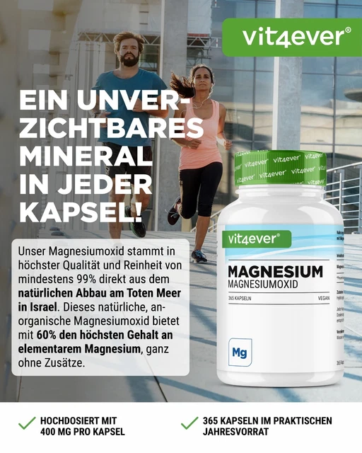 Advanced 365 Capsules HIGH DOSE With Magnesium 400Mg Pure Magnesium Per Capsule 12 Months Supply Only 1 Capsule 100 Vegan Vit4ever - Foto 7