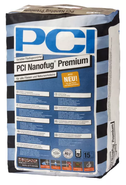 PCI Nanofug Premium 15KG Gris Cemento Flexfug para Todos Baldosas Y