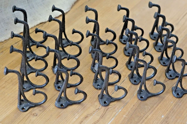 50 Rustic Cast Iron Coat Hat Wall Hooks Restore School Farm Towel Bath Kitchen 3