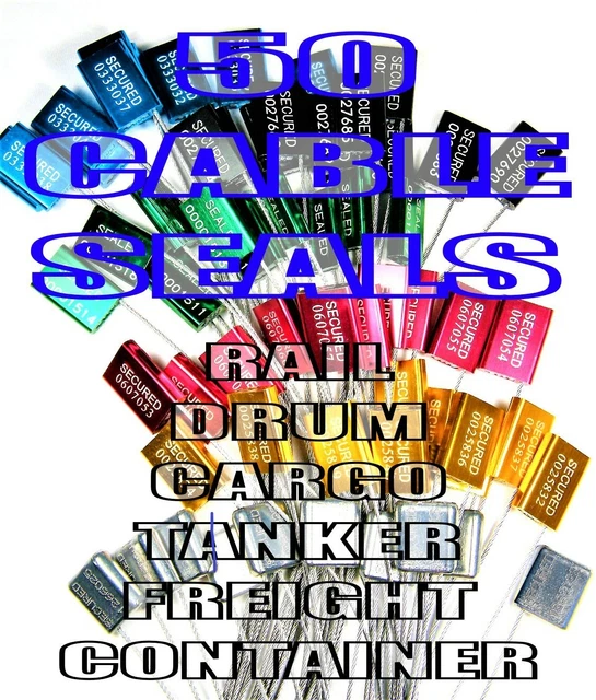 Security Seals, Tanker Seals, Cargo Seals, Cable, Colors, All-Metal, 50 Seals