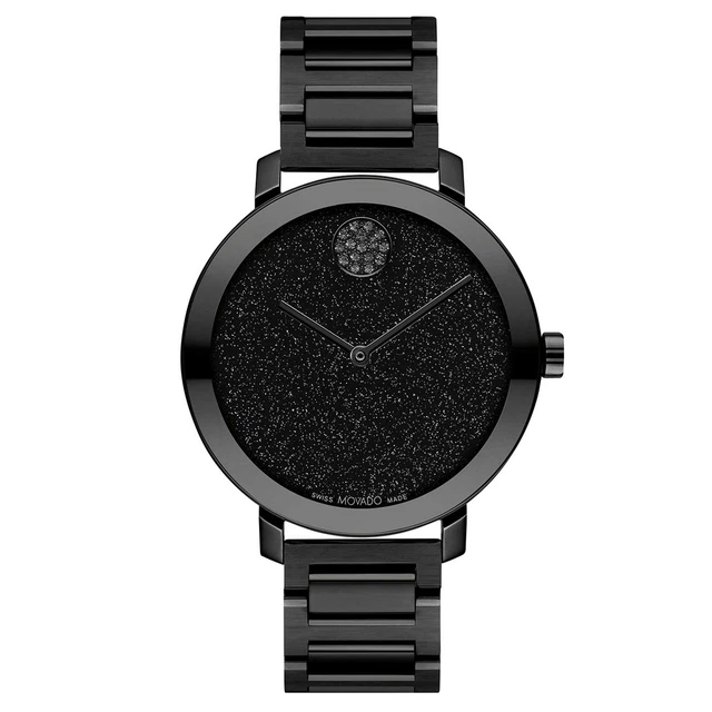 Movado Women's Watch Bold Evolution Black Glitter Dial Steel Bracelet 3600829
