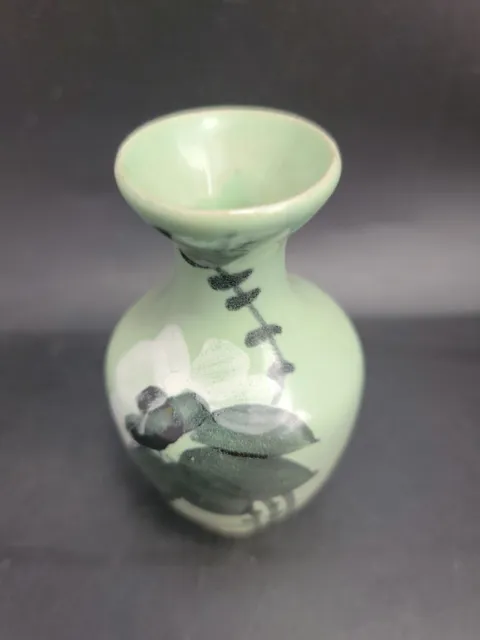Vintage Bud Vase 3.75" Taiwan Floral Celadon Green