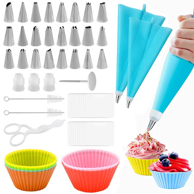 Kasmoire Lot De Poches à Douille Et Embouts Réutilisables Pour Décoration De Gâteaux Avec Poches A Glacage Embouts De Sacs A Glacage Coupleurs Et Sacs De Glacage Pour Biscuits Glacage Gateaux Cupcakes