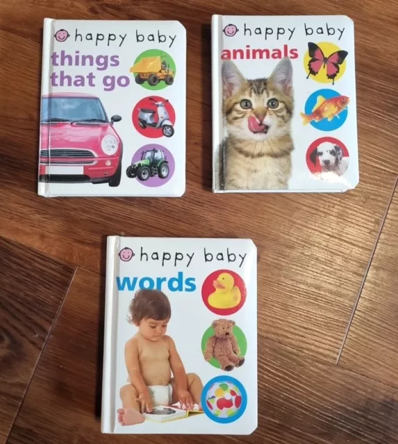 Happy Baby Board Books Set By Priddy Books X 3 : Words, Animals & Things That Go