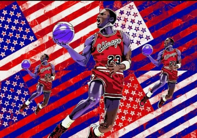 DEATH NYC ltd ed signed 🏀 art print 45x32cm Michael Jordan slam dunk contest