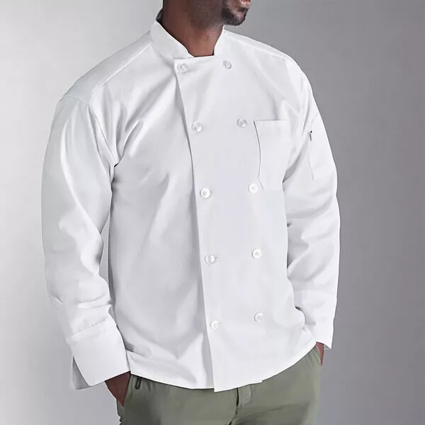 Uncommon Threads Classic 0402 Unisex Med White Long Sleeve Chef Coat w/ Pockets
