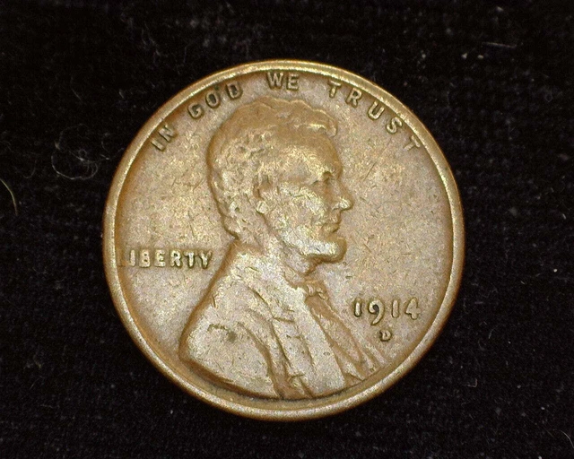 HS&C: 1914 D Lincoln Wheat Penny/Cent F - US Coin