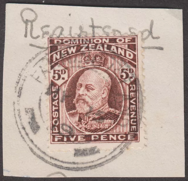 New Zealand used Gilbert Ellice Islands 1919 KEVII 5d w FANNING ISLAND Postmark