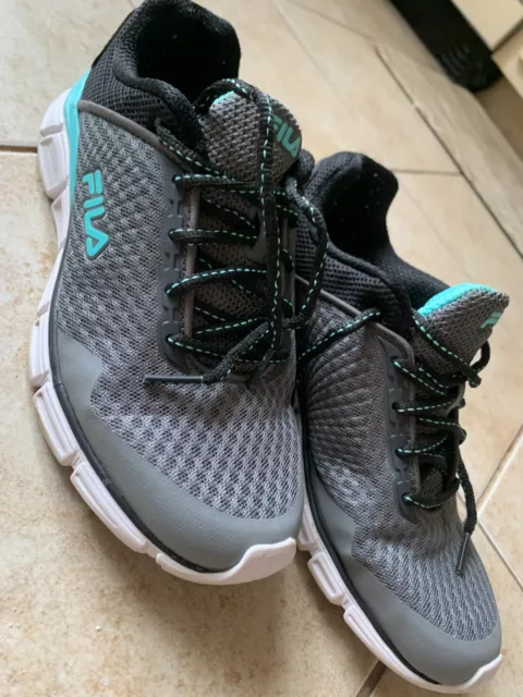 Fila Womens Memory Foam Countdown Running Shoes Sneaker Grey Teal Size 8 Light