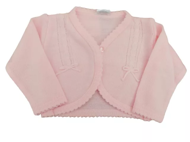 Baby girls knitted cardigan bolero pink or white Newborn to 24 months