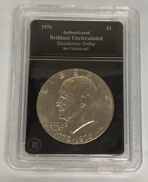 Eisenhower 1976 Dollar $1 Authenticated Brilliant Uncirculated  BA17-00040-007