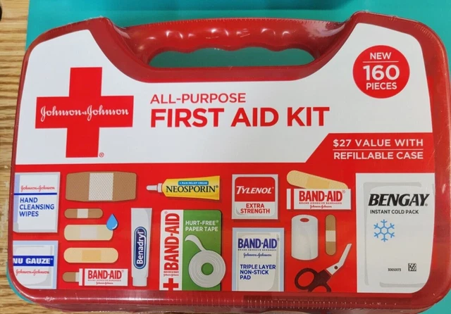 Johnson & Johnson All-Purpose Portable Compact First Aid Kit, 160 pc - Exp 11/24