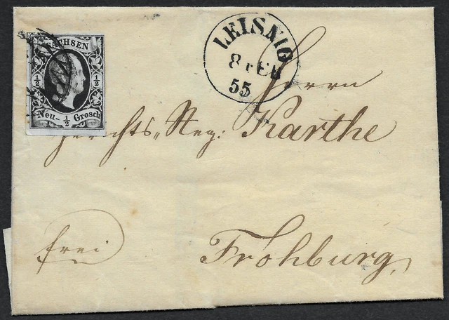 Sachsen _ Brief Leisnig - Frohburg mit 1/2 Ngr. (MiNr. 3a) _ BPP BEFUND!