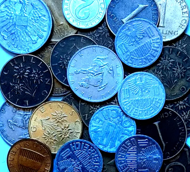 Austria 27 Coin Lot: Aluminum 1947 1 S + 2, 10, 50, Groschen + 1, 5 Schilling