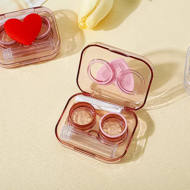 Mini Contact Lens Case Set Heart Small Portable Immersion Storage Kit Soak Cl Pe