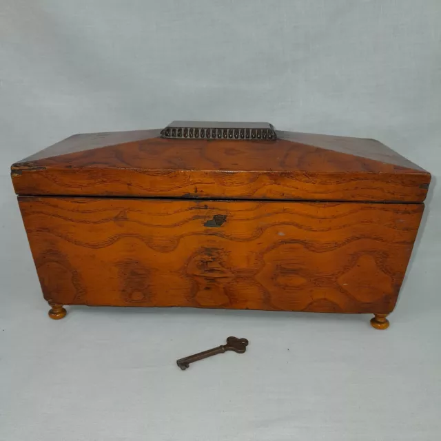 ¿Antiguo Palo De Rosa? Caja Caddy De Té De Tres Divisiones Para Restauración Menor
