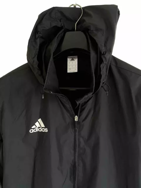 Nuova giacca sportiva ADIDAS Team impermeabile con cappuccio con cappuccio XL nera GRATUITA P&P