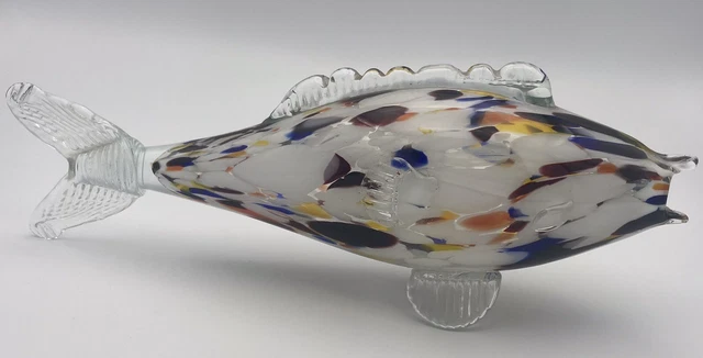 Poisson Décoratif Orange En Verre Soufflé - Style Murano - Objet Déco Vintage