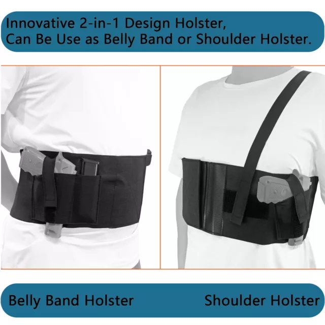 2in1-Tactical Deep Underarm Concealed Carry Shoulder Holster Belly Band Holster