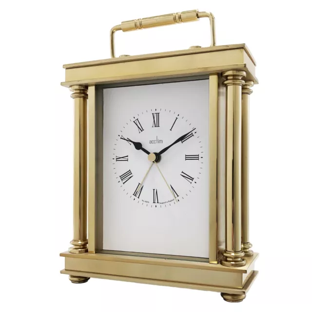 Acctim Marlow Mantel Clock Quartz Metal & Glass Carriage Clock Gold