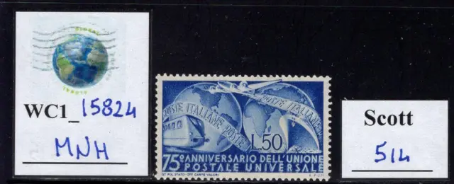 WC1_15824. ITALY-REPUBLIC. 1949 75th ANNIVERSARY UPU stamp. Sc. 514. MNH