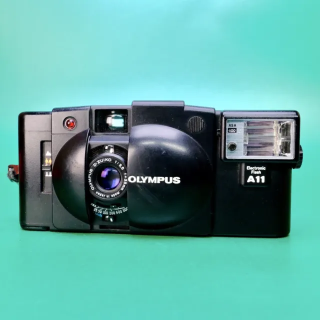 Olympus xa2 35mm camera Black Model Full Working Order With A11 Flash Lomo