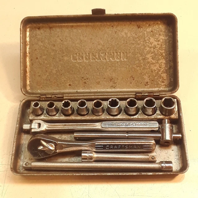 Vintage Craftsman =V= 14-Piece 1/4'' Drive Sae Socket Set ''Flying =V= Usa''