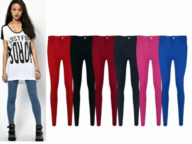NEW LADIES SKINNY FIT COLOURED STRETCHY JEANS WOMENS JEGGINGS TROUSERS SIZE  8-20 