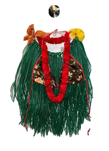 Vintage Children’s Luau Hula Hawaiian Grass Skirt Bikini Lei Costume Circa 1979