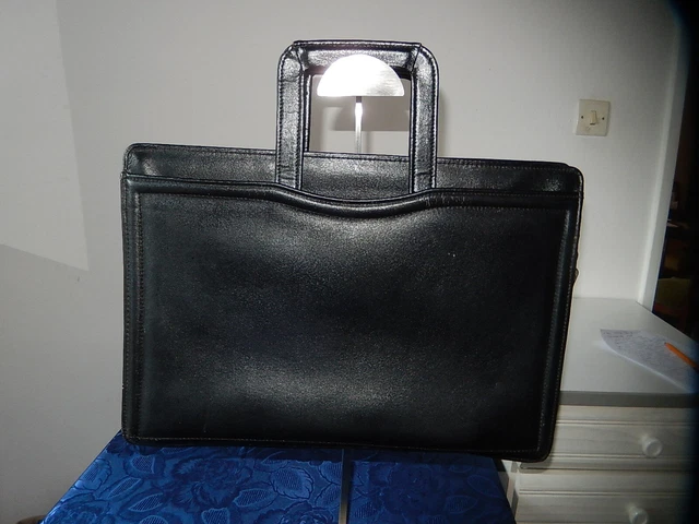 Porte-documents Vintage En Skaï - Noir/Marron - Fermeture Pression - Occasion