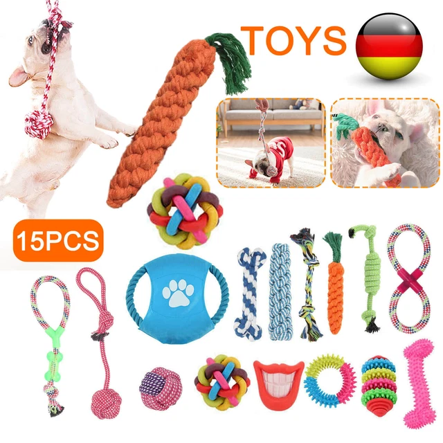 Hundespielzeug Set 15er Hund Welpen Kauen Baumwolle Seile Spielzeug für Haustier