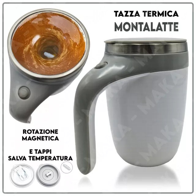 TAZZA MONTALATTE MESCOLATORE liquido schiuma elettrico acciaio inossidabile  EUR 19,89 - PicClick IT