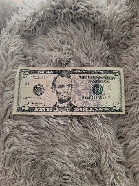 2013-$5  STAR Federal Reserve Note-(7 digits Fancy/low serial number MA00711953