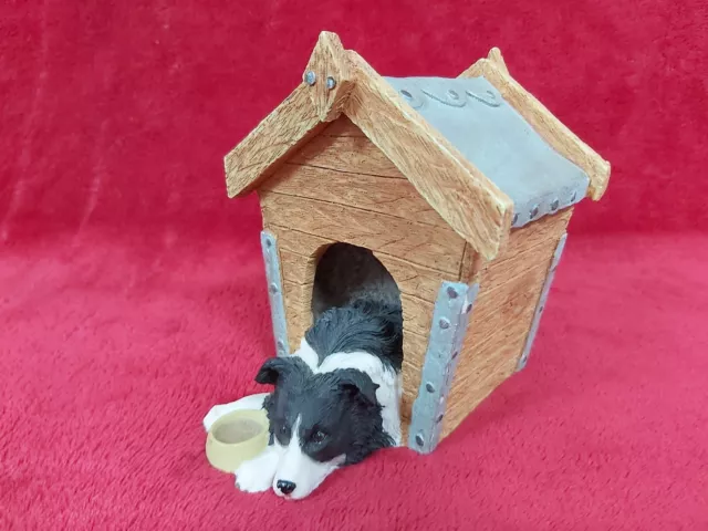 The House Of Valentina  Home Sweet Home Border Collie Dog In Kennel Figurine