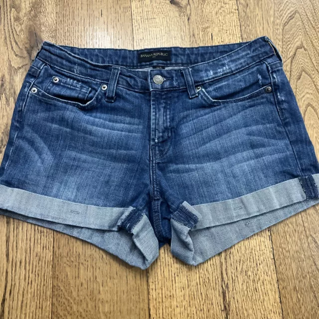 BANANA REPUBLIC Shorts, Women's 28/6, Cuff Blue Denim Jean Shorts